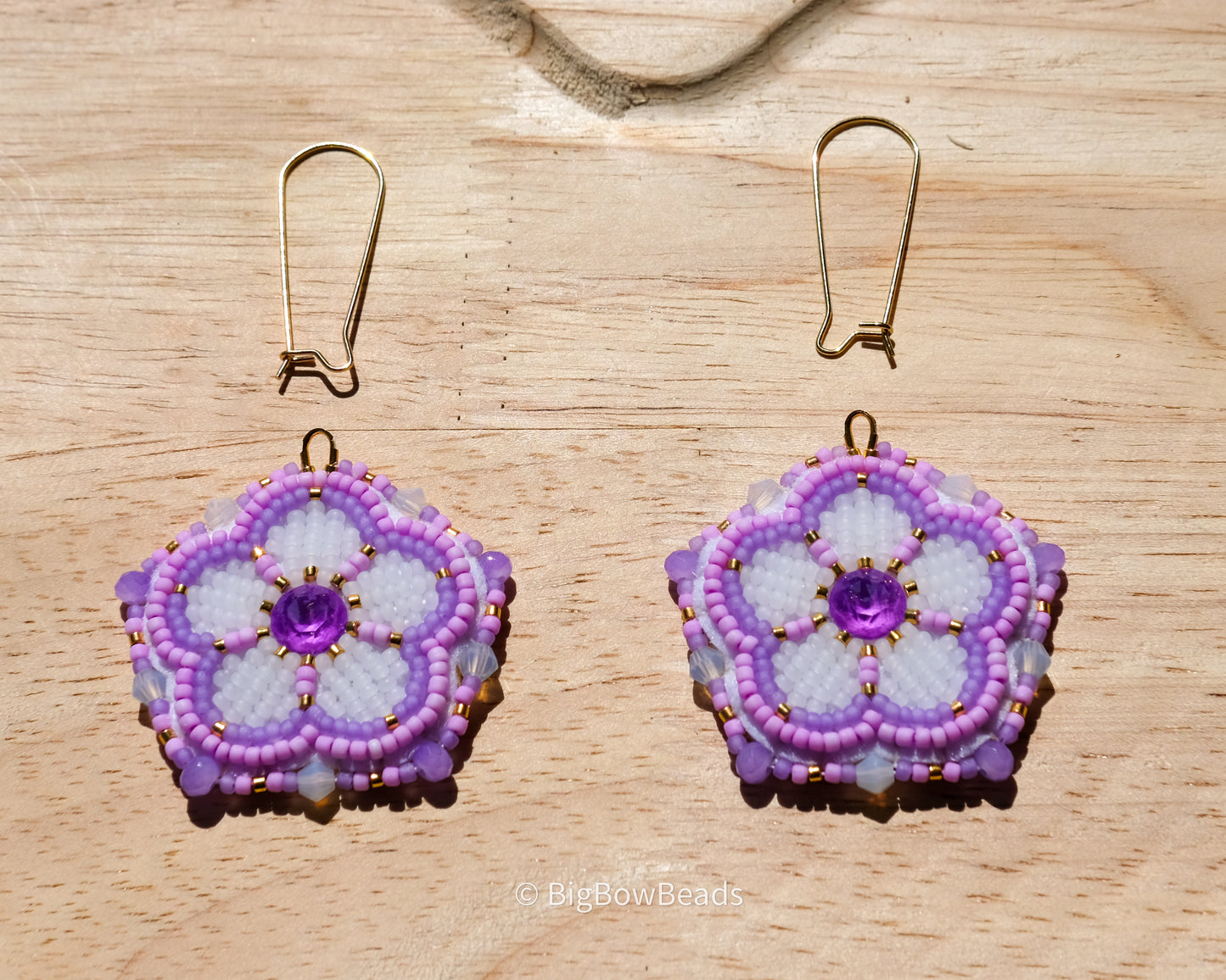 Purple Neon Flower Earrings