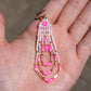 Pink Neon Flower Fringe Earrings
