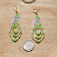 Green Neon Flower Fringe Earrings