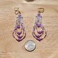 Purple Neon Flower Fringe Earrings