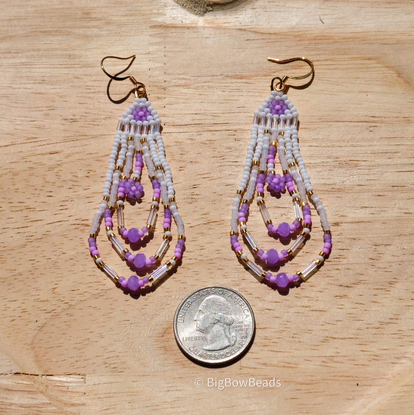 Purple Neon Flower Fringe Earrings