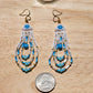 Blue Neon Flower Fringe Earrings