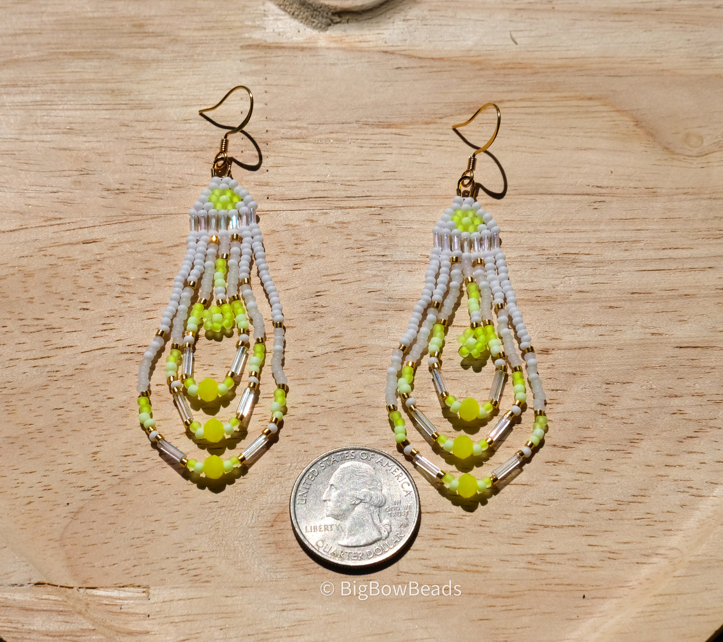 Yellow Neon Flower Fringe Earrings