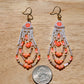 Orange Neon Flower Fringe Earrings