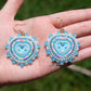 Blue Teal Mocha Heart Earrings