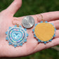 Blue Teal Mocha Heart Earrings