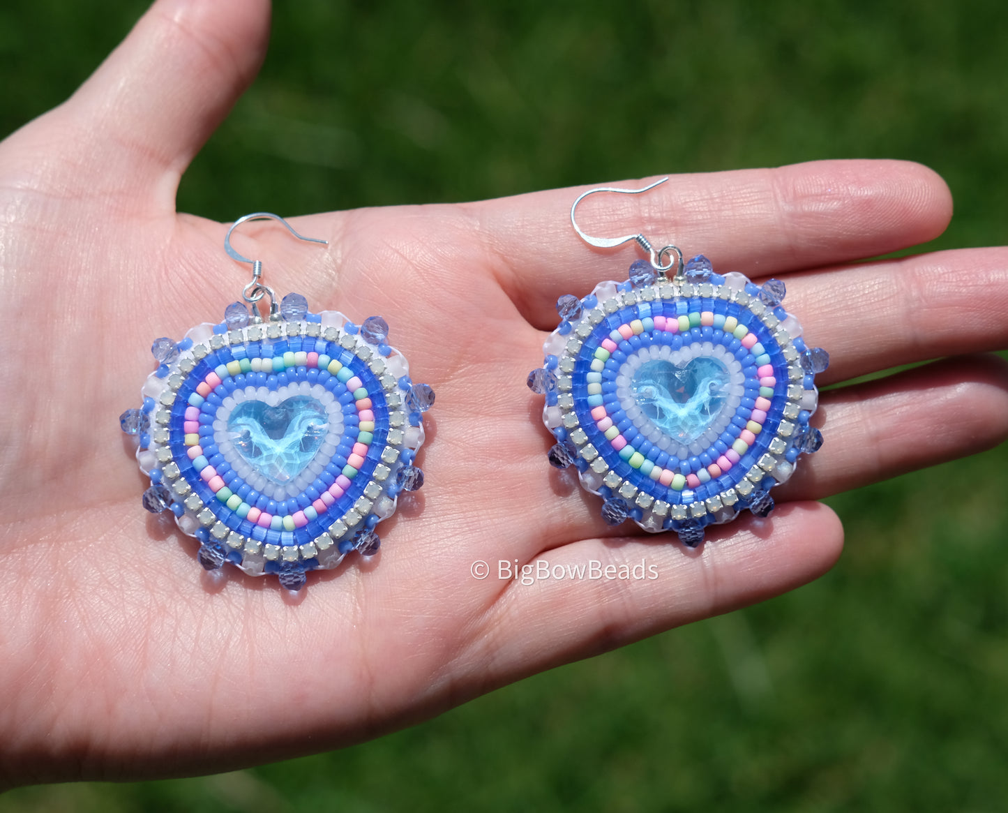 Blue Mocha Heart Earrings