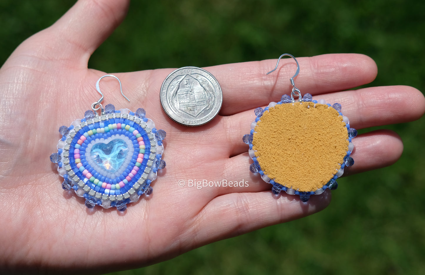Blue Mocha Heart Earrings