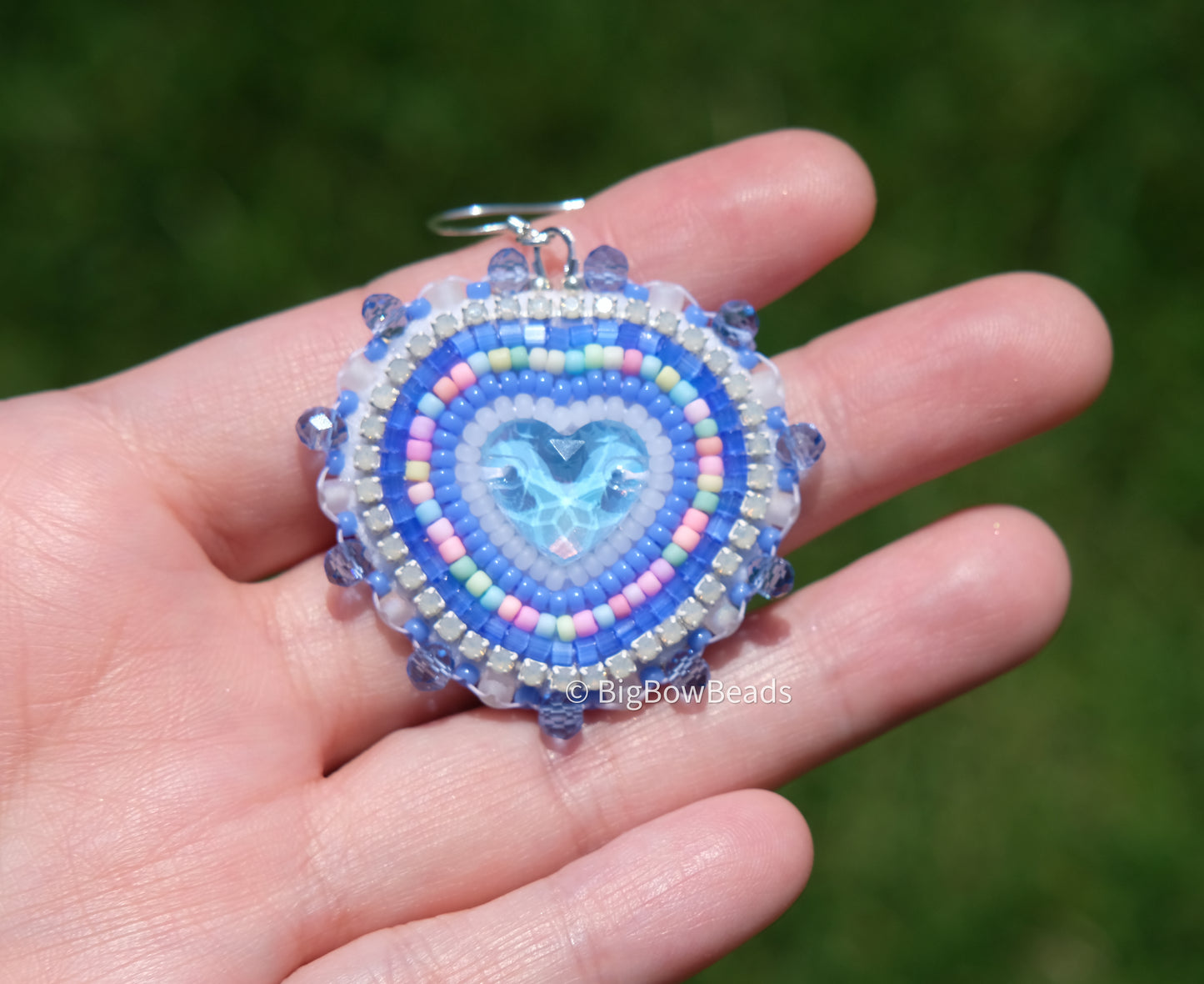 Blue Mocha Heart Earrings