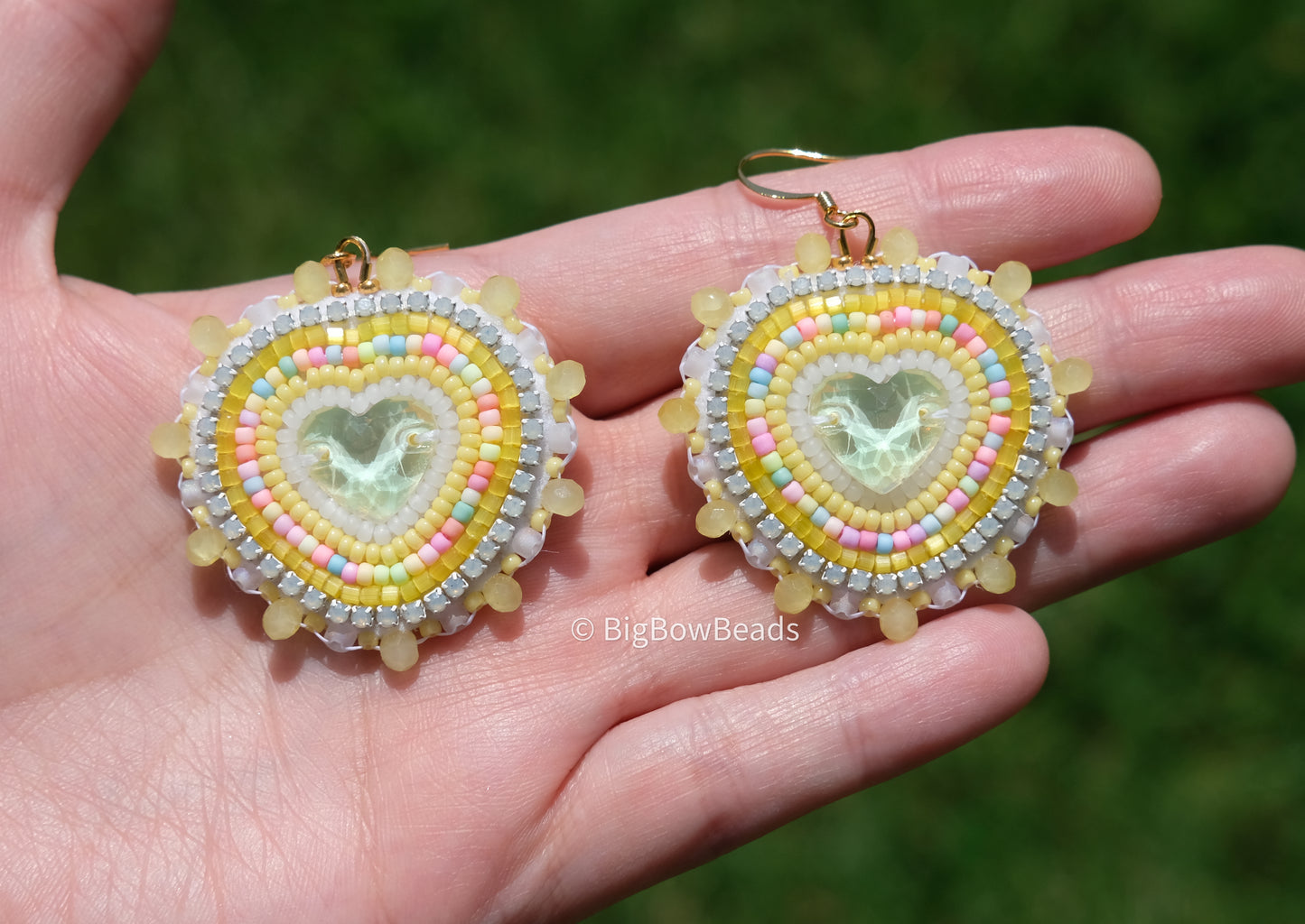 Yellow Mocha Heart Earrings