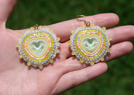 Yellow Mocha Heart Earrings
