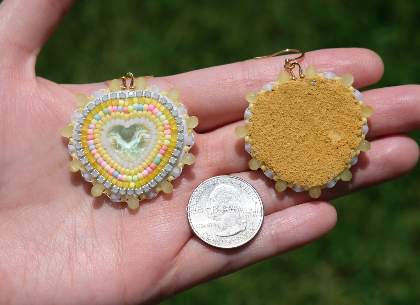 Yellow Mocha Heart Earrings
