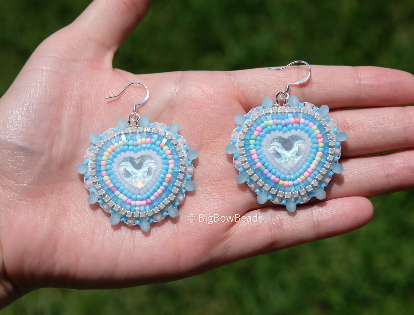 Sky Blue Mocha Heart Earrings