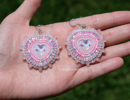 Pink Mocha Heart Earrings