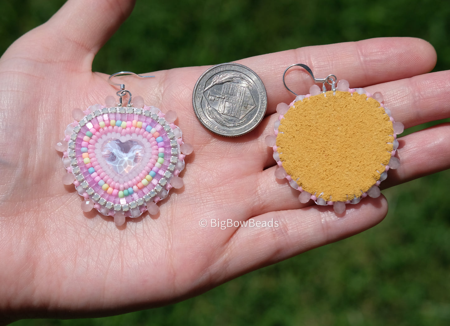 Pink Mocha Heart Earrings