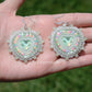 Green Mocha Heart Earrings