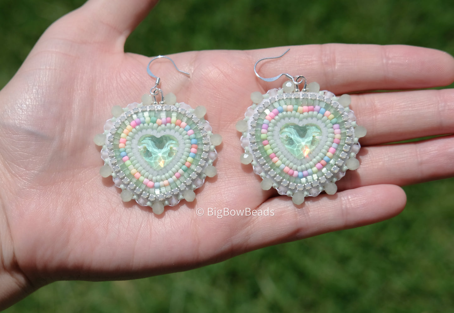 Green Mocha Heart Earrings