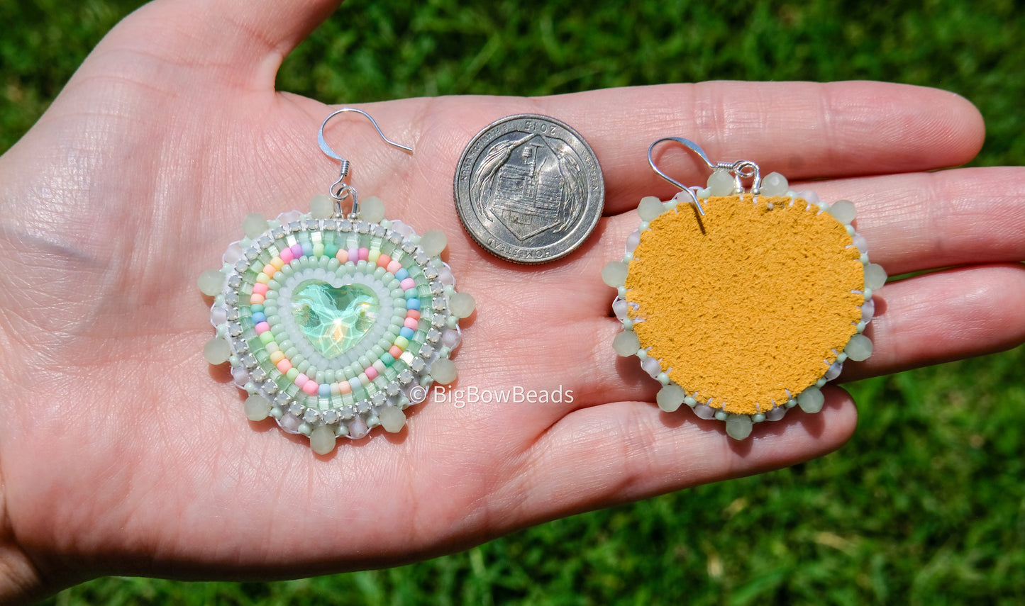 Green Mocha Heart Earrings