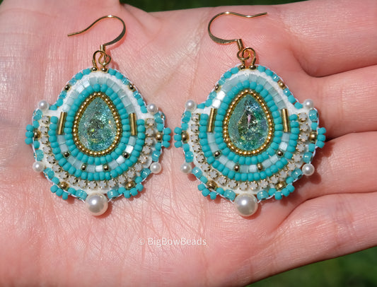 Teal Blue Icy Crystal Earrings