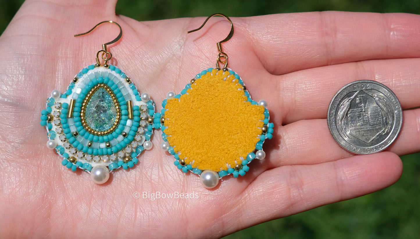 Teal Blue Icy Crystal Earrings