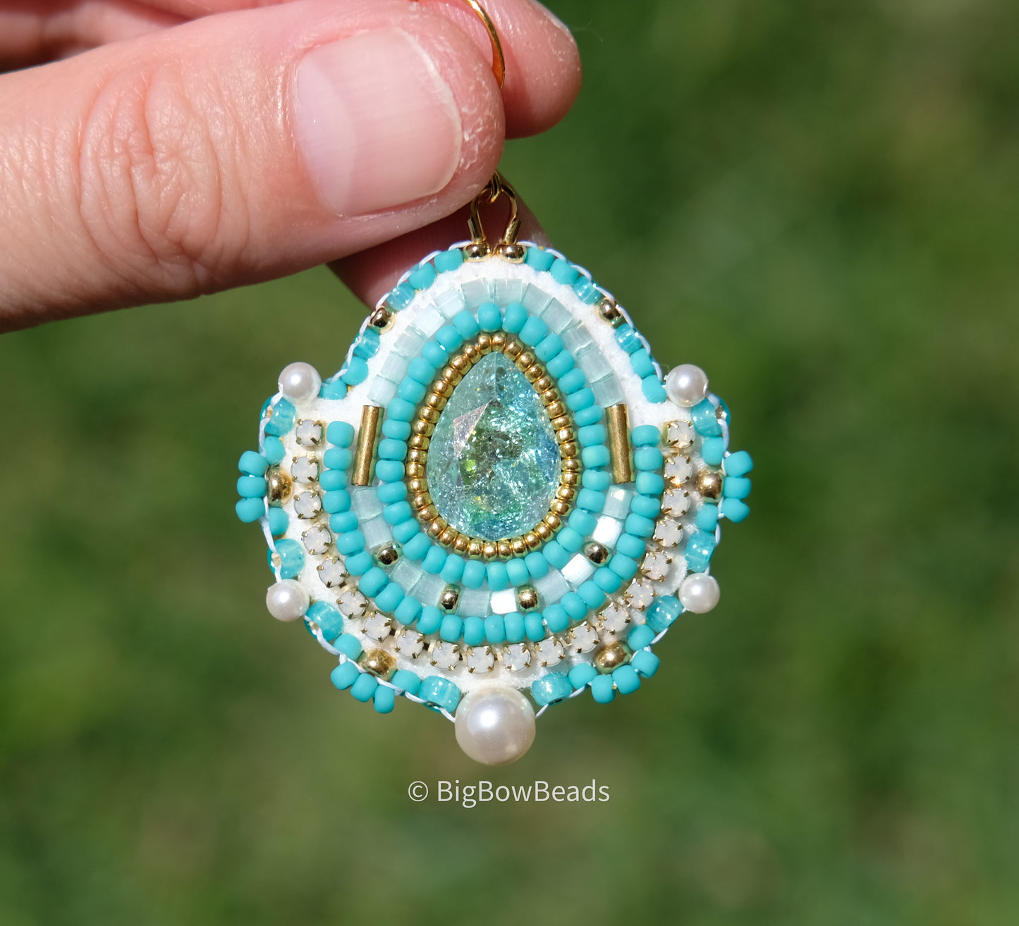 Teal Blue Icy Crystal Earrings