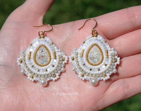 White Icy Crystal Earrings