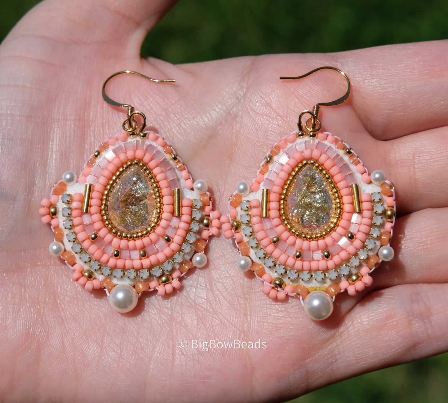 Peach Icy Crystal Earrings