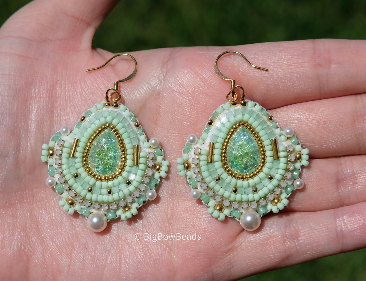 Green Icy Crystal Earrings
