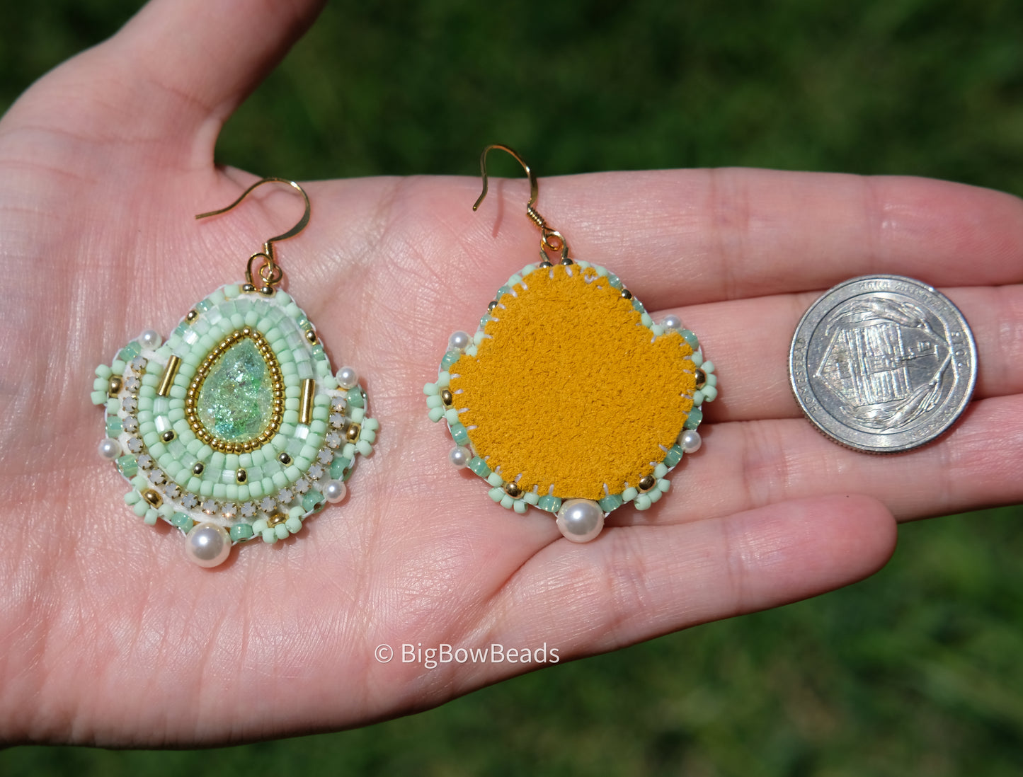 Green Icy Crystal Earrings