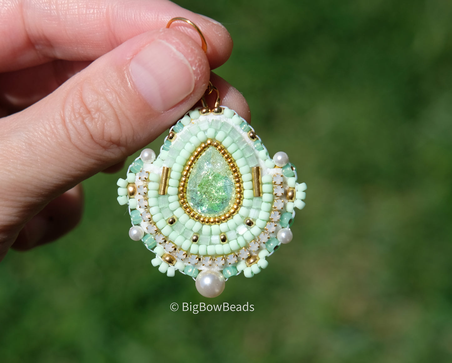 Green Icy Crystal Earrings