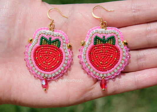 Pink Strawberry Earrings