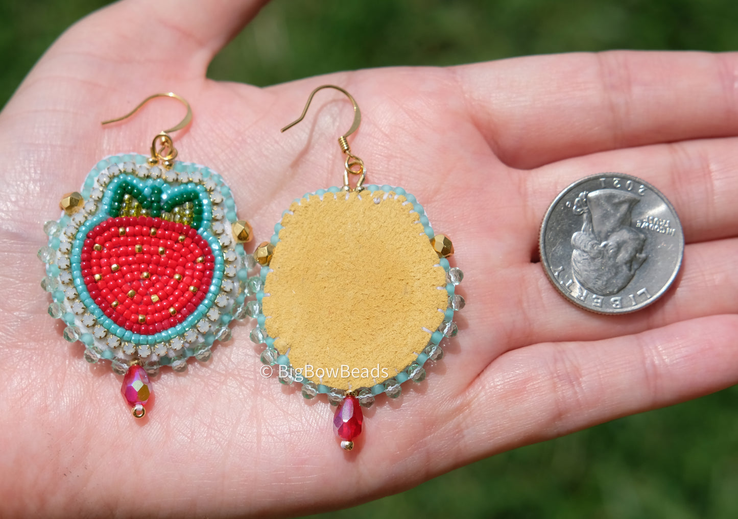 Blue Seafoam Strawberry Earrings