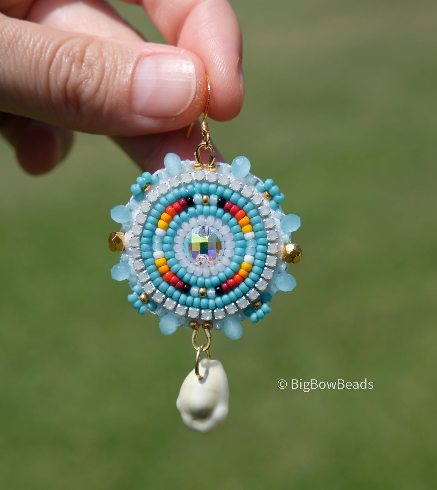 Summer Blue and Fire Circle Earrings