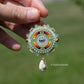 Summer Green and Fire Circle Earrings
