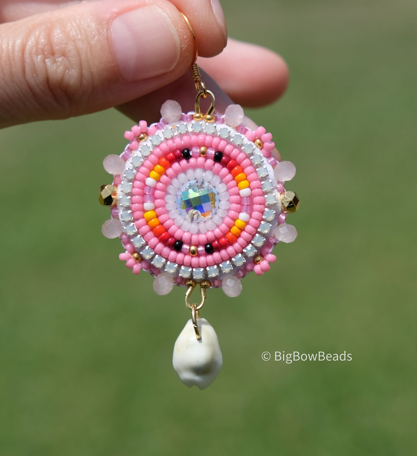 Summer Pink and Fire Circle Earrings