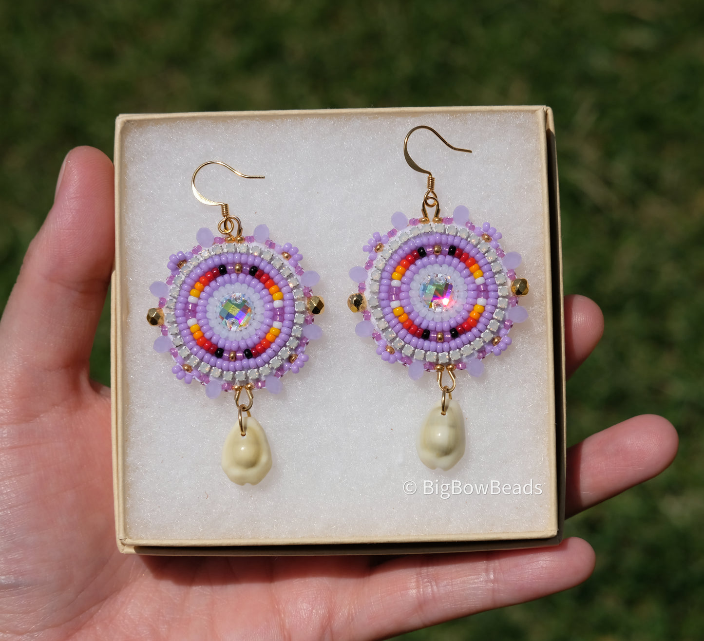 Summer Purple and Fire Circle Earrings