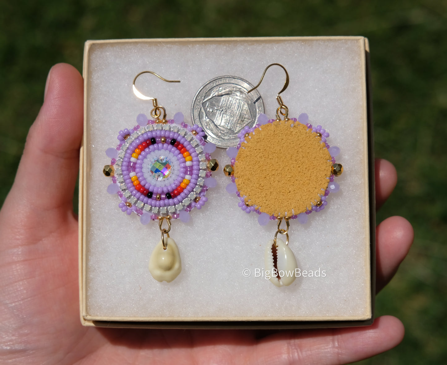 Summer Purple and Fire Circle Earrings