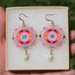 Summer Pink and Fire Circle Earrings