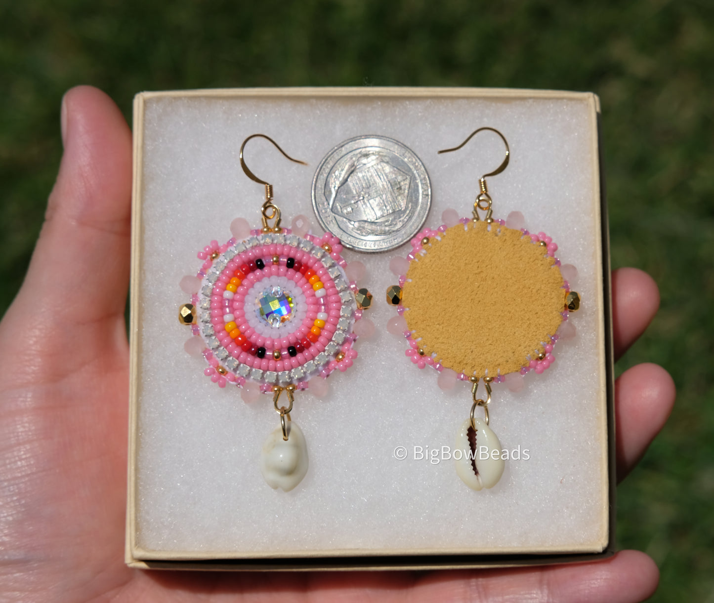 Summer Pink and Fire Circle Earrings