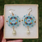 Summer Blue and Fire Circle Earrings