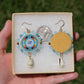 Summer Blue and Fire Circle Earrings