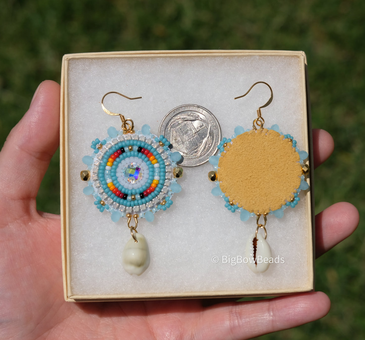 Summer Blue and Fire Circle Earrings