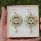 Summer Green and Fire Circle Earrings