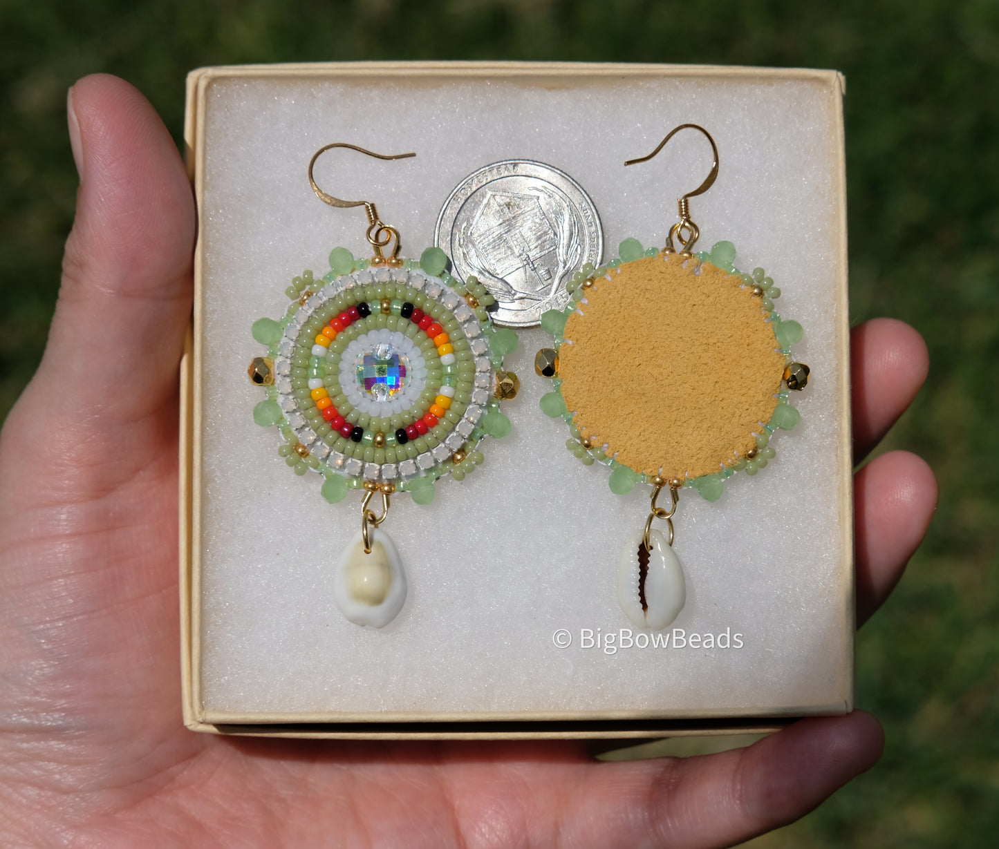 Summer Green and Fire Circle Earrings