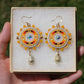 Summer Yellow and Fire Circle Earrings