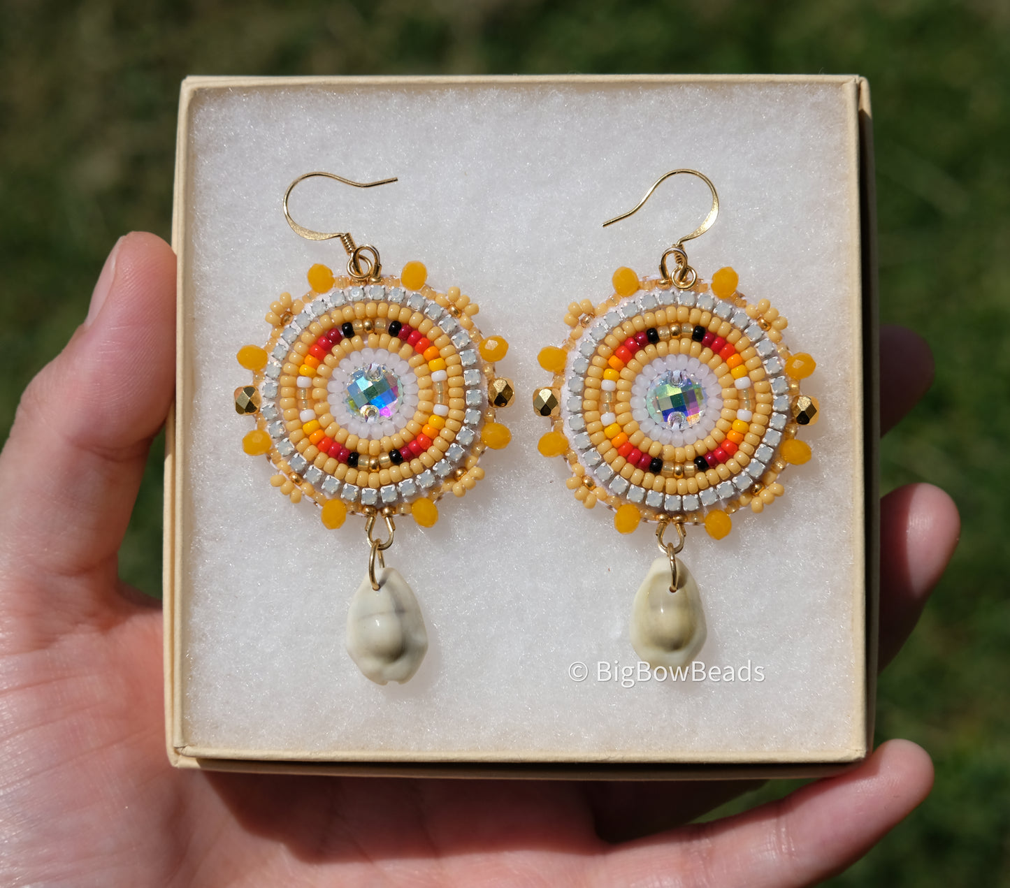 Summer Yellow and Fire Circle Earrings