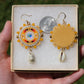 Summer Yellow and Fire Circle Earrings