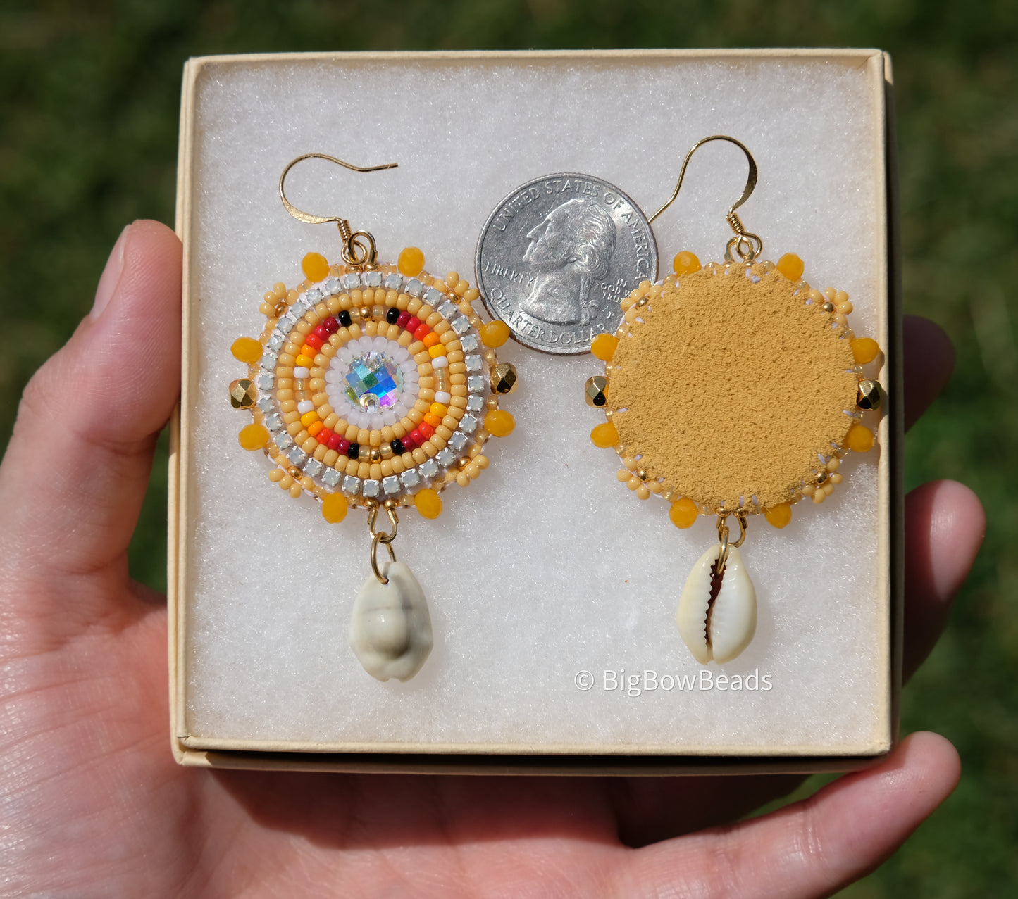Summer Yellow and Fire Circle Earrings
