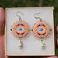 Summer Peach and Fire Circle Earrings