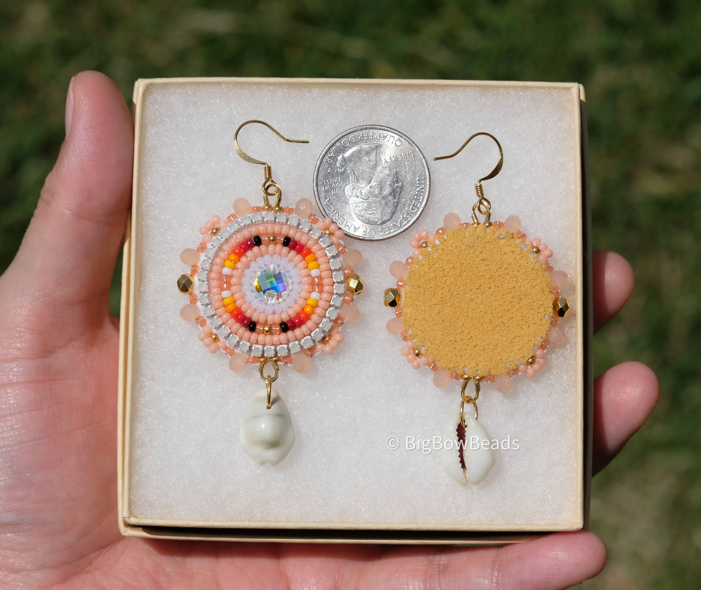 Summer Peach and Fire Circle Earrings